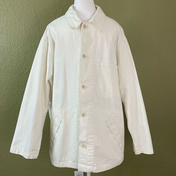 Vintage Armani Exchange Men’s Medium White Button Down Utility Shacket Jacket - Picture 1 of 6